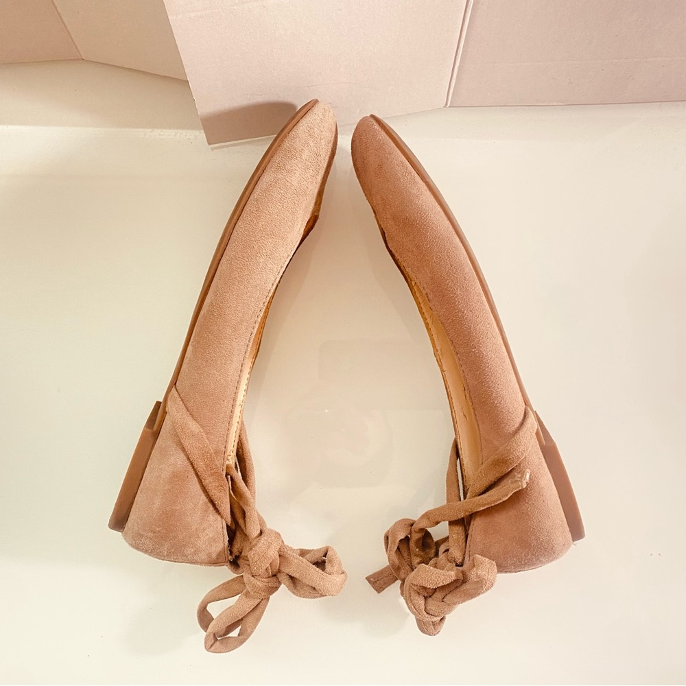 Jessica Simpson Tan Suede Ballet Flats Size 61/2M Straps Comfy Round Toe Ballet - Picture 6 of 12